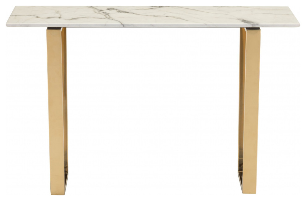 Designer  x27s Choice White Faux Marble and Gold Console Table   Contemporary   Console Tables   by UStradeENT LLC  Houzz