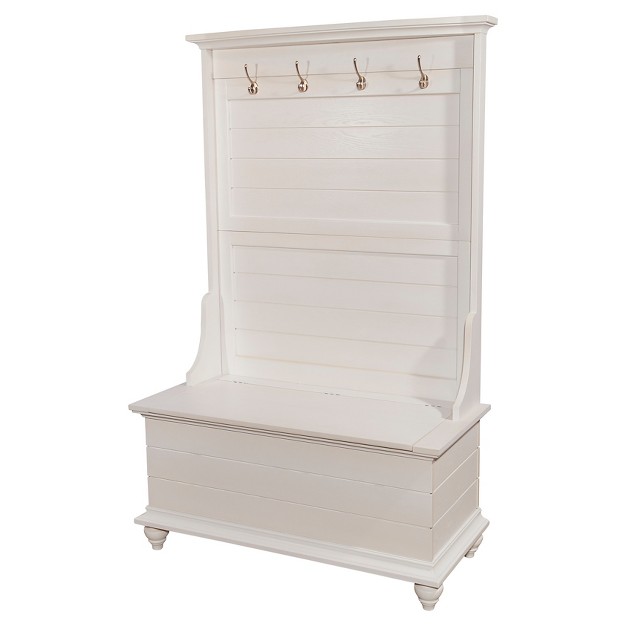 Gabriel Traditional Entryway 4 Double Hooks Storage Bench Hall Tree White Powell