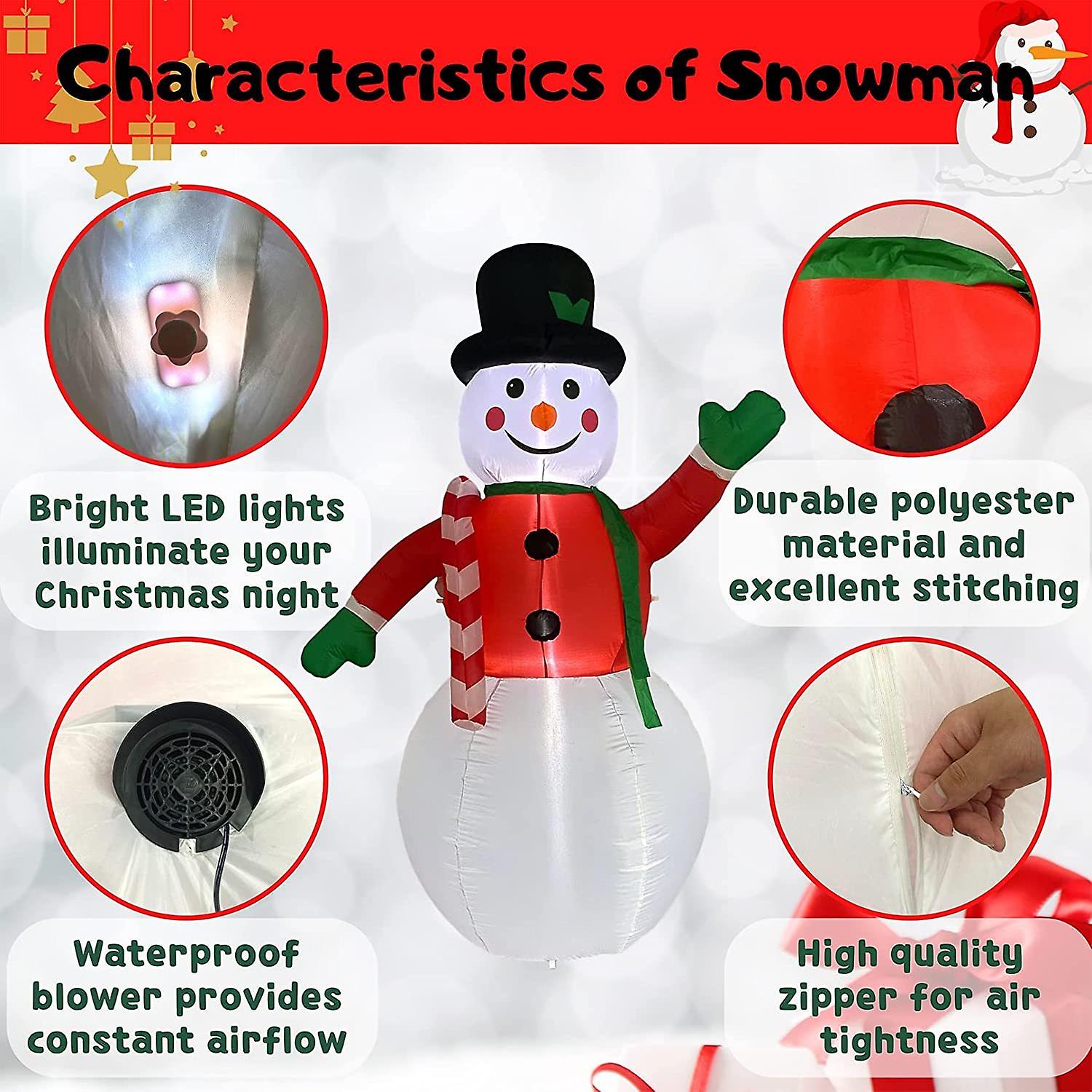 Inflatable Christmas Yard Decorations 8ft Snowman Blow Up Outdoor Decoration With Built-in Led Light For Indoor Outdoor Party Holiday Xmas Garden Lawn