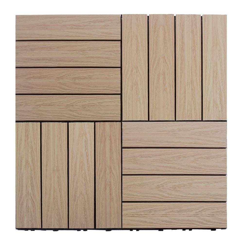 NewTechWood UltraShield Naturale 1 ft. x 1 ft. Quick Deck Outdoor Composite Deck Tile Sample in Canadian Maple US-QD-ZX-MP-S