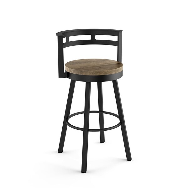 Amisco Vector Swivel Counter Stool with Distressed Wood Seat