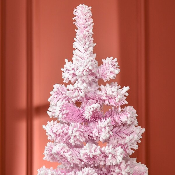 HOMCOM Artificial Colored Slim Flocked Christmas Tree with Stand