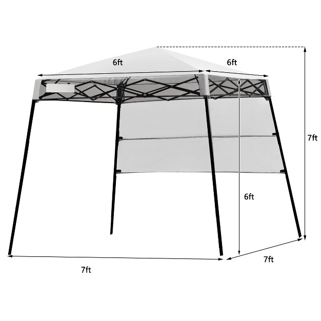 Tangkula 7x7 Ft Pop up Canopy Portable Outdoor Offset Tent W carry Bag Blue white grey