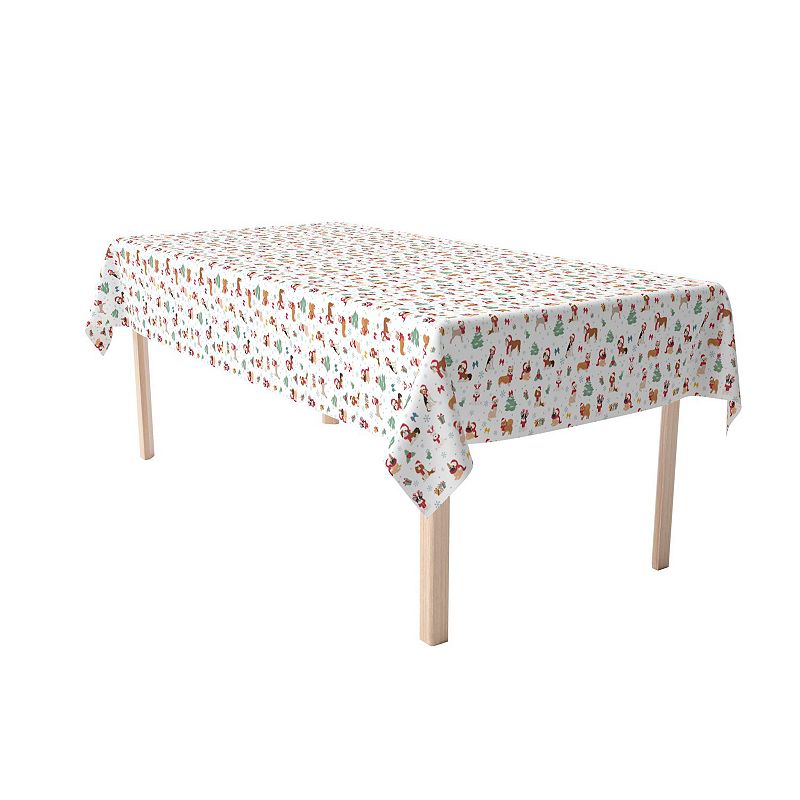 Rectangular Tablecloth， 100% Cotton， 52x104， Holiday Dogs