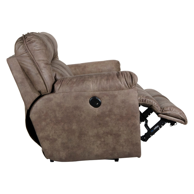 Catnapper Thompson Power Reclining Sofa in Brown Polyester Fabric