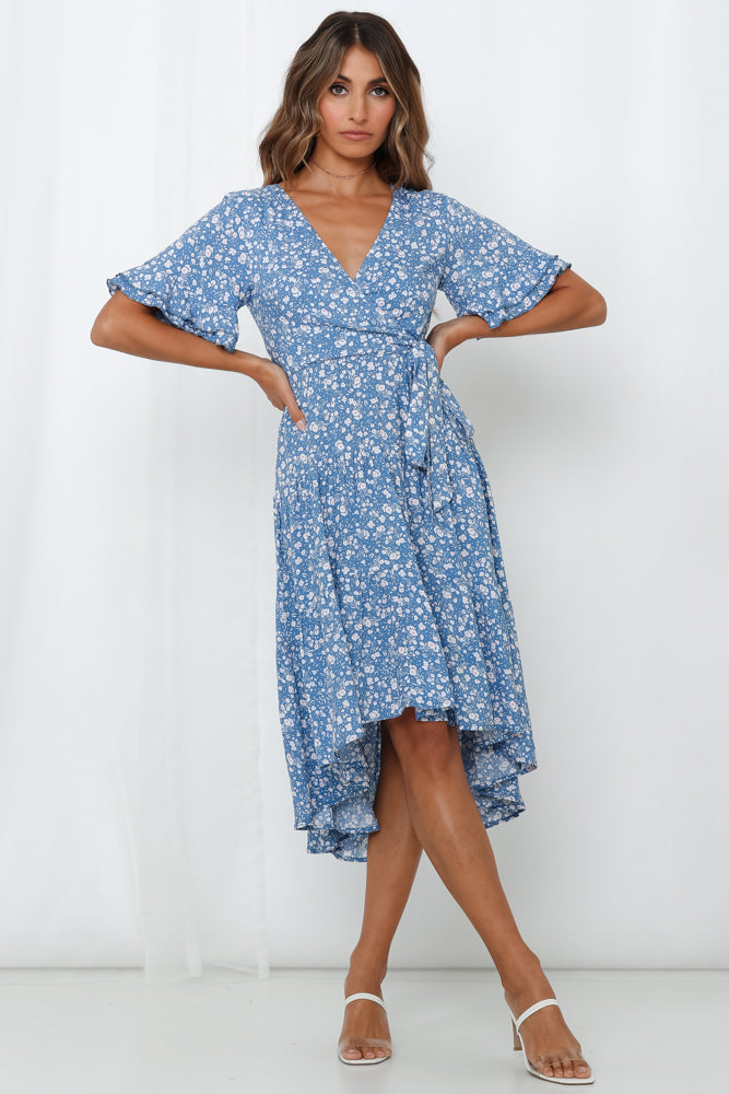 Heartfelt Congratulations Midi Dress Blue