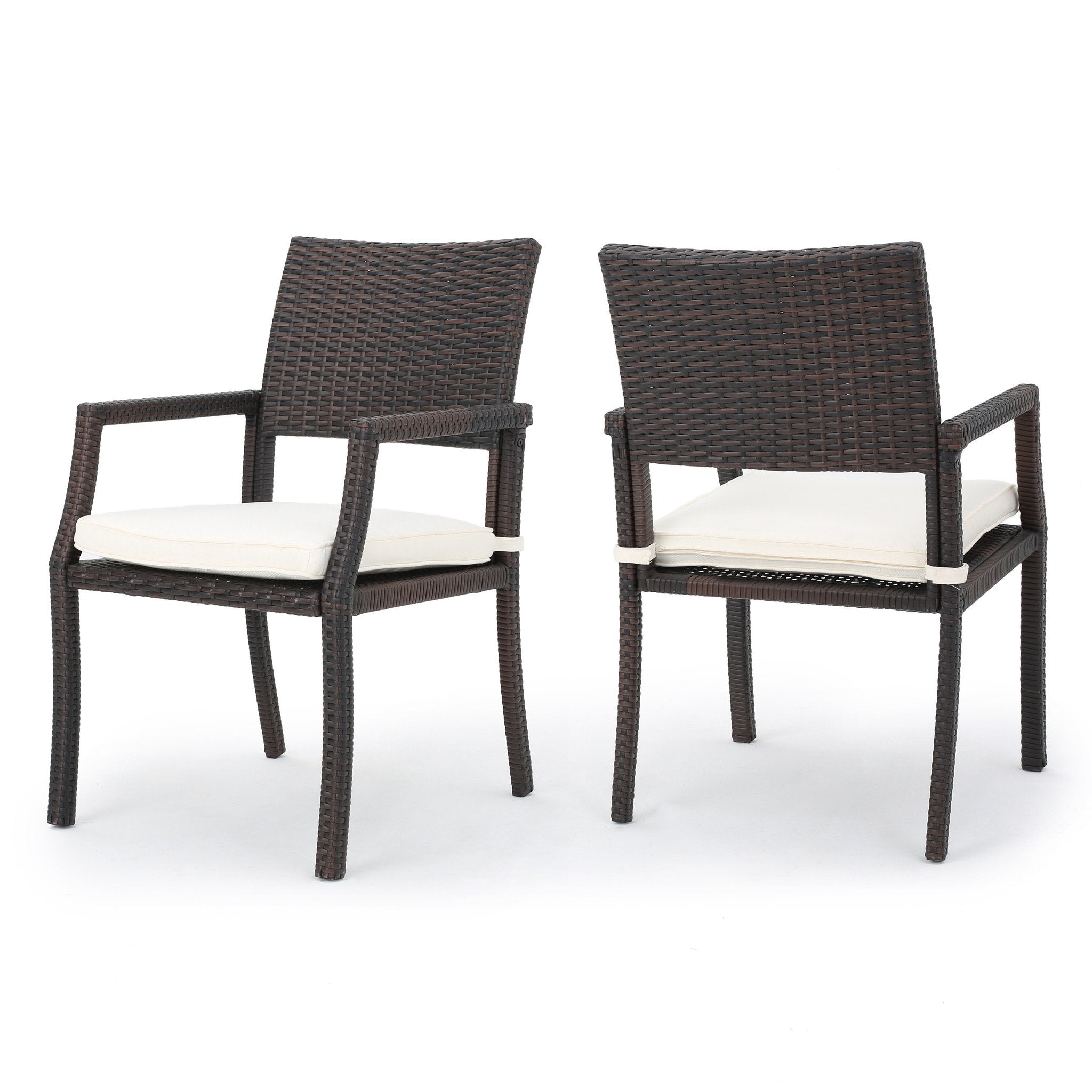 Edene Outdoor Wicker Dining Chairs Water Resistant Cushions (Set of 2)