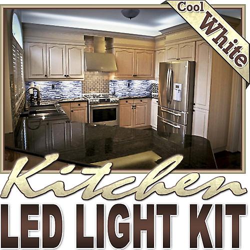 16.4' ft Cool White Kitchen Counter Cabinet LED Lighting Strip + Dimmer + Remote + Wall Plug 110V - Counters Microwave Glass Cabinets Floor Night Light Lamp Waterproof Flexible DIY 110V-220V