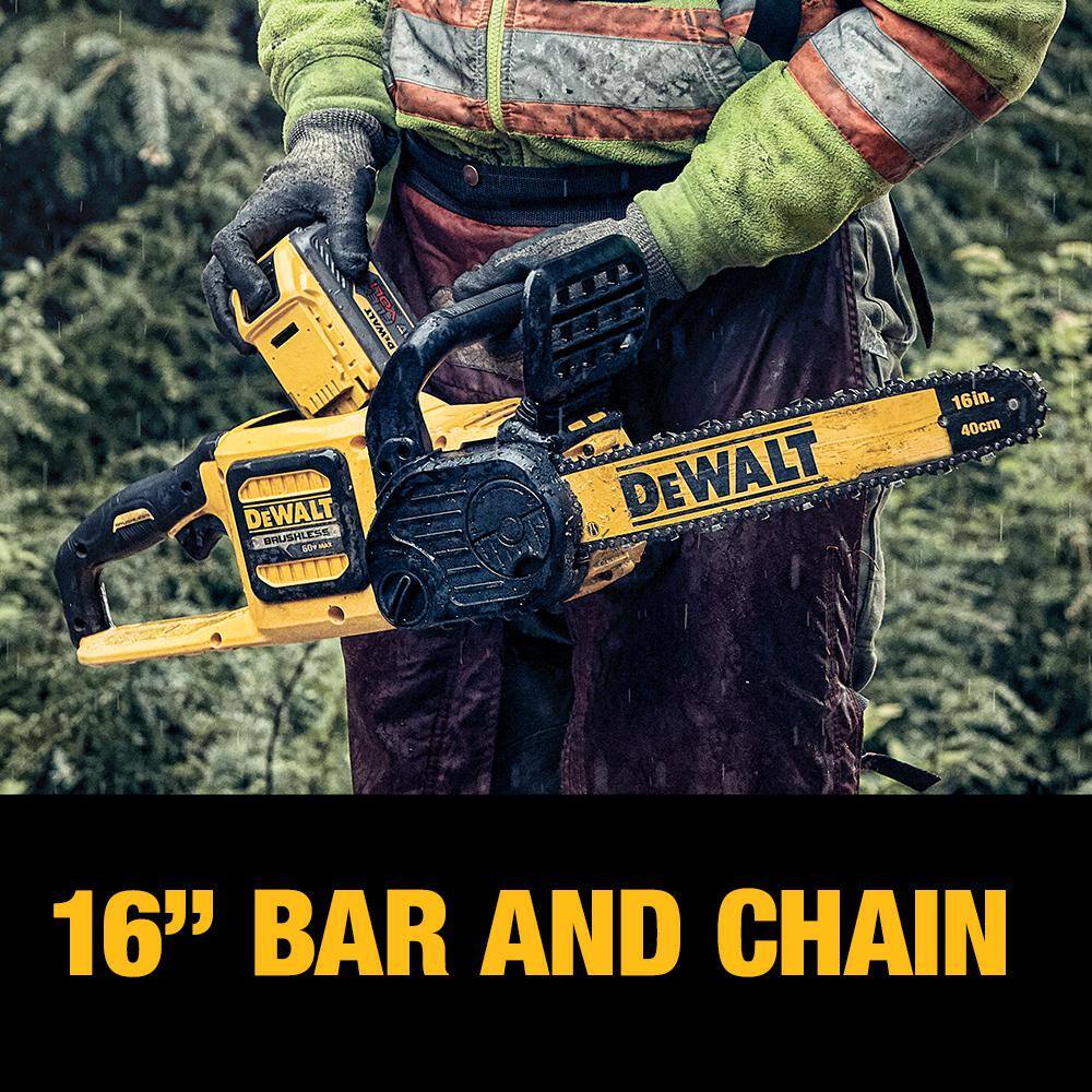 DW 60V MAX 16 in. Brushless Battery Powered Chainsaw Kit with (1) FLEXVOLT 2Ah Battery Charger  Case DCCS670T1W6KBOX