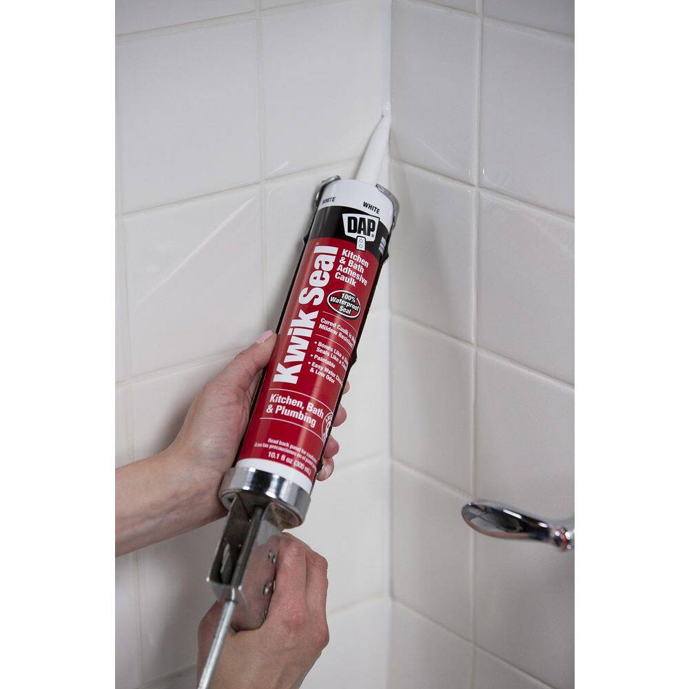 DAP Kwik Seal 10.1 oz. White Kitchen and Bath Adhesive Caulk (12-Pack) 7079818032