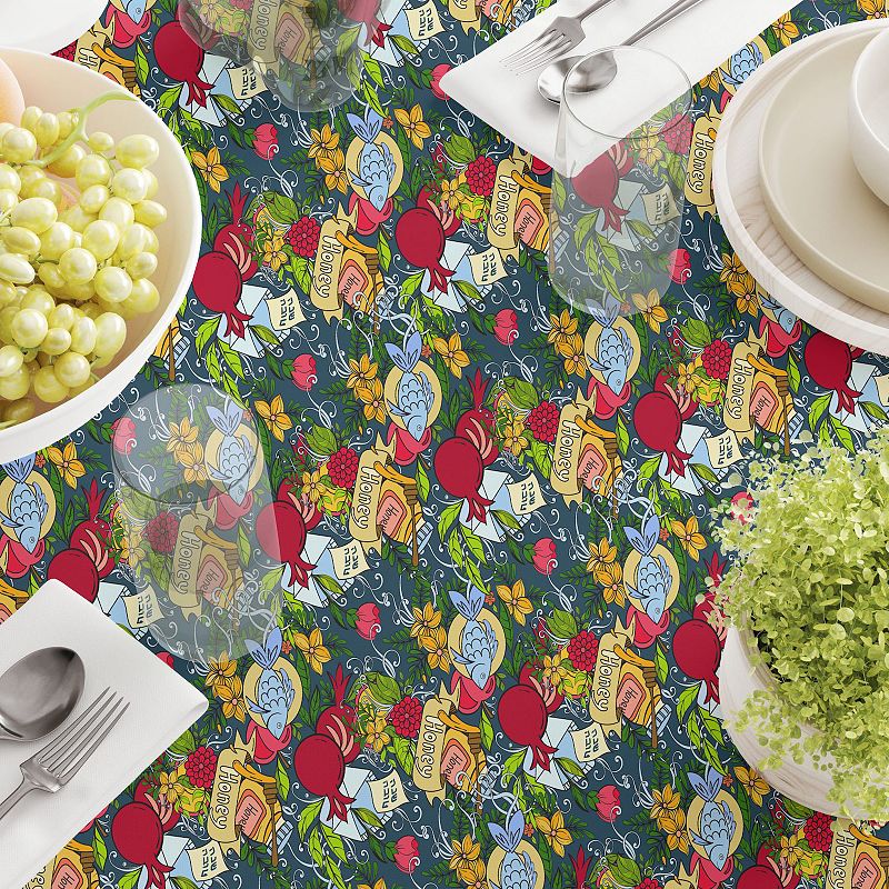 Square Tablecloth， 100% Polyester， 54x54， Happy Jewish New Year