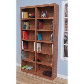 Concepts In Wood 84 in. Dry Oak Wood 12-shelf Standard Bookcase with Adjustable Shelves MI4884-D