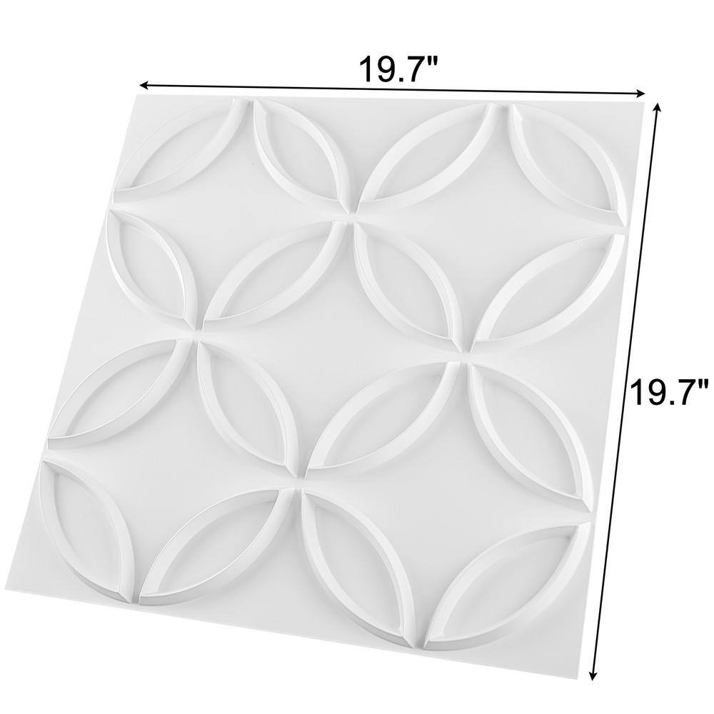 Art3d Interlocking Circles 19.7 in. x 19.7 in. PVC Wall Panel in Matt White for Interior Decoration (32 sq. ft.) A10hd048WTP12