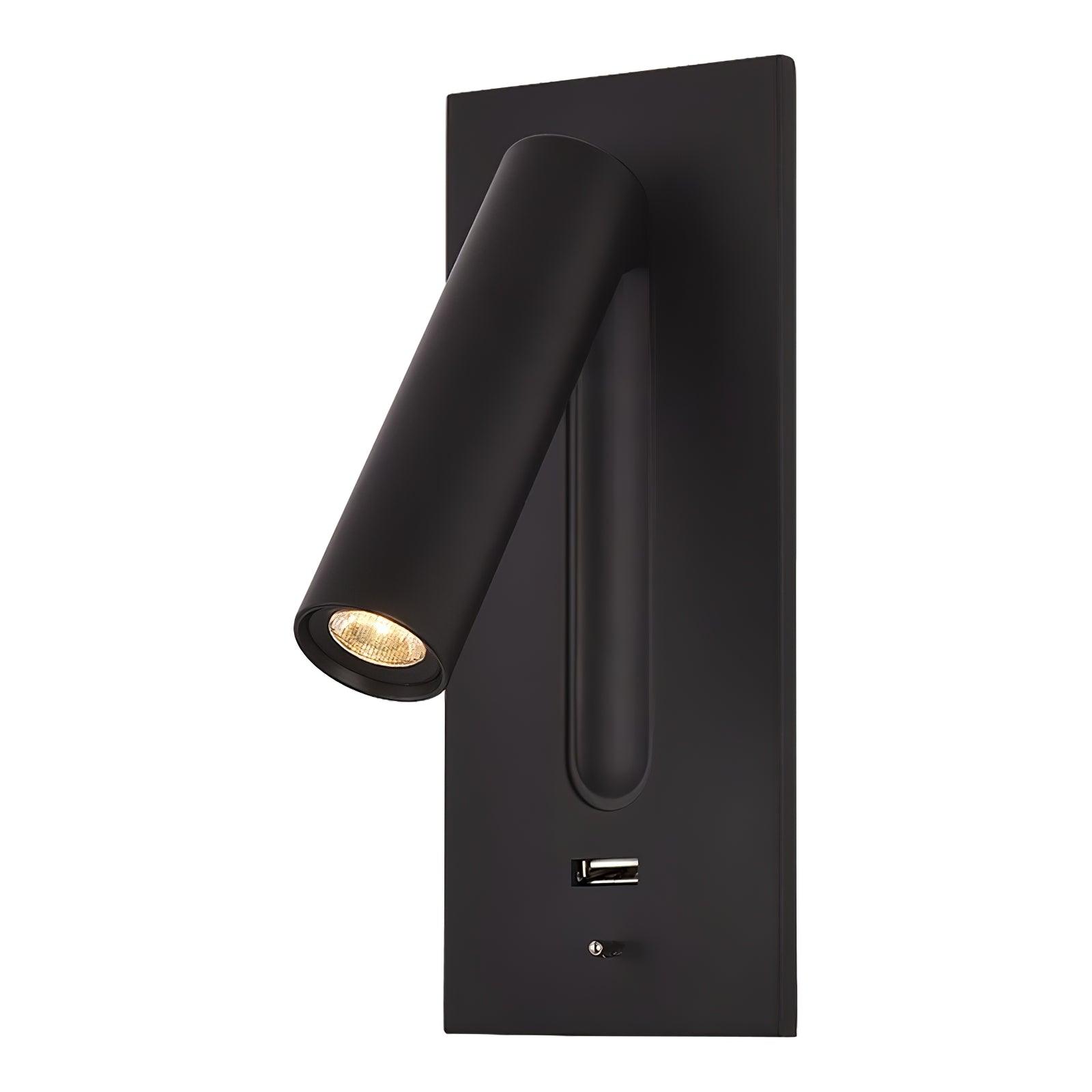 Black Bedside USB Wall Light