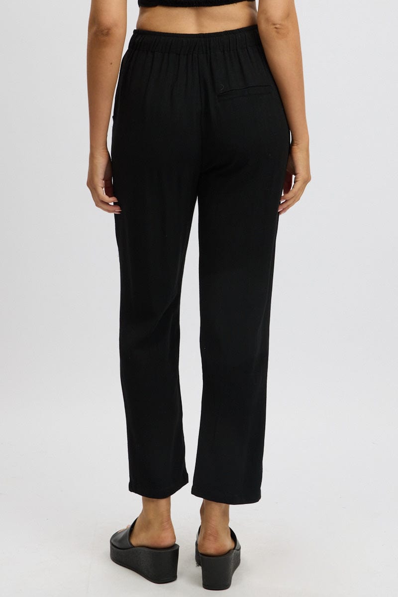 Black Tapered Pants Elasticated Waist