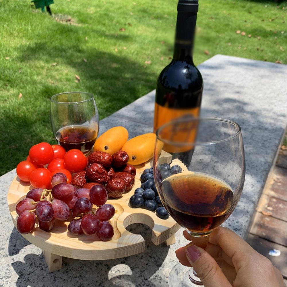 Wooden Outdoor Picnic Table Portable 2-in-1 Picnic Table Outdoor Folding Wine Glass Holder Suitable for Garden Party/Camping/Beach/Outdoor Dinner