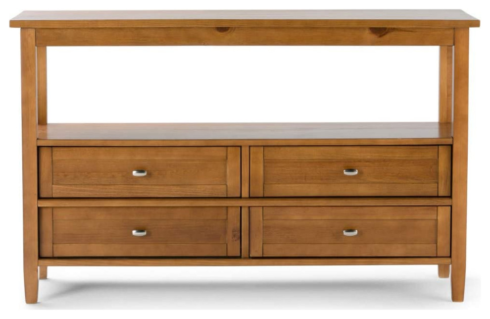 Console Table  Tapered Legs With 4 Drawers and Open Shelf   Traditional   Console Tables   by Declusia  Houzz