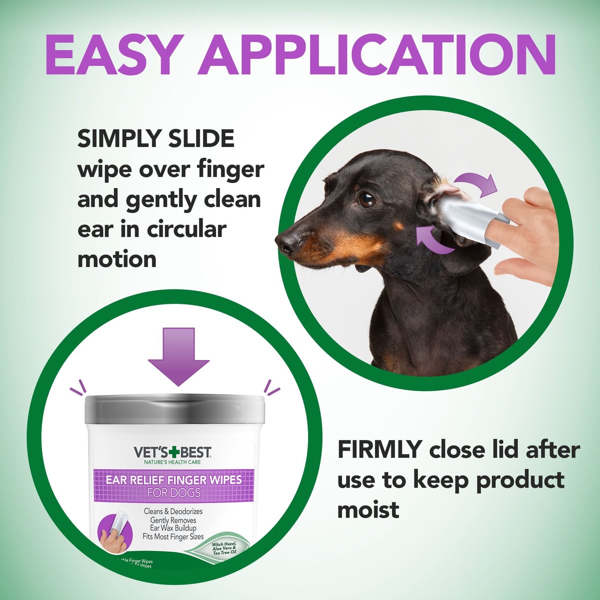 Vet's Best Ear Relief Finger Dog Wipes， 50 count