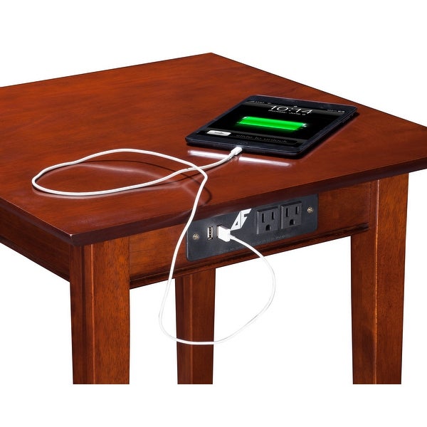 Shaker End Table with Charging Station in Walnut