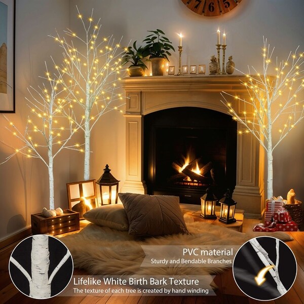 4 FT 48 LED/5 FT 72 LED/6 FT 96 LED Artificial Lighted Birch Tree