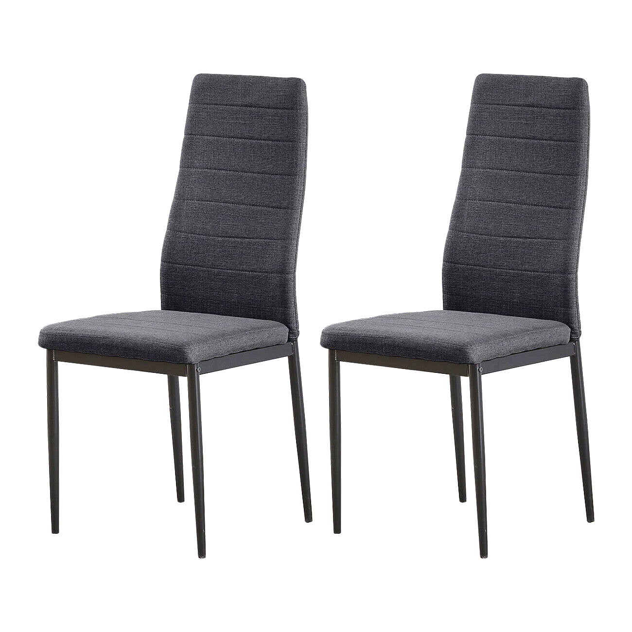 Dining Chair Set of 2， ROZHOME Modern Kitchen Chairs Linen Side Chairs with Metal Legs and Frame(Black)