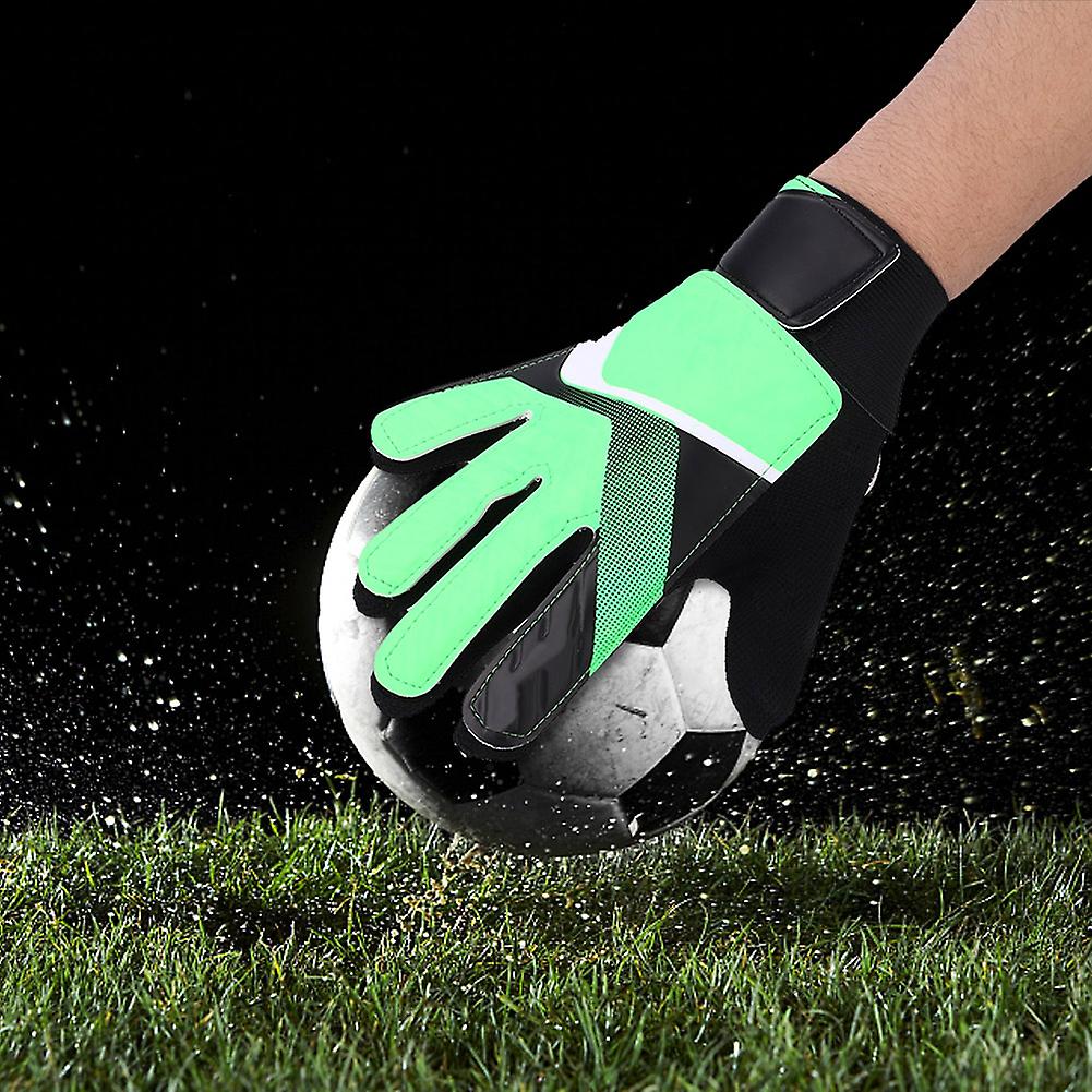 Kids Children Goalkeeper Glove Non Slip Latex Soccer Finger Gloves(green S)