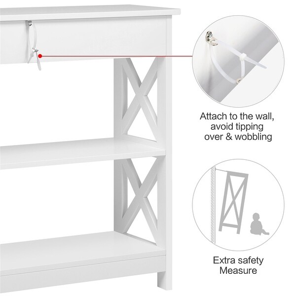 Yaheetech X Design Console Table with 1 Drawer and 2 Open Shelves