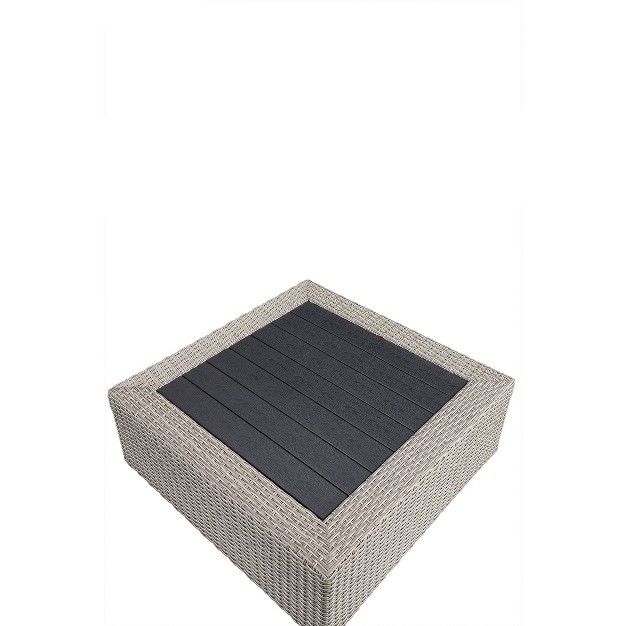 Salena Coffee Table Beige Fabric gray Wicker Acme Furniture