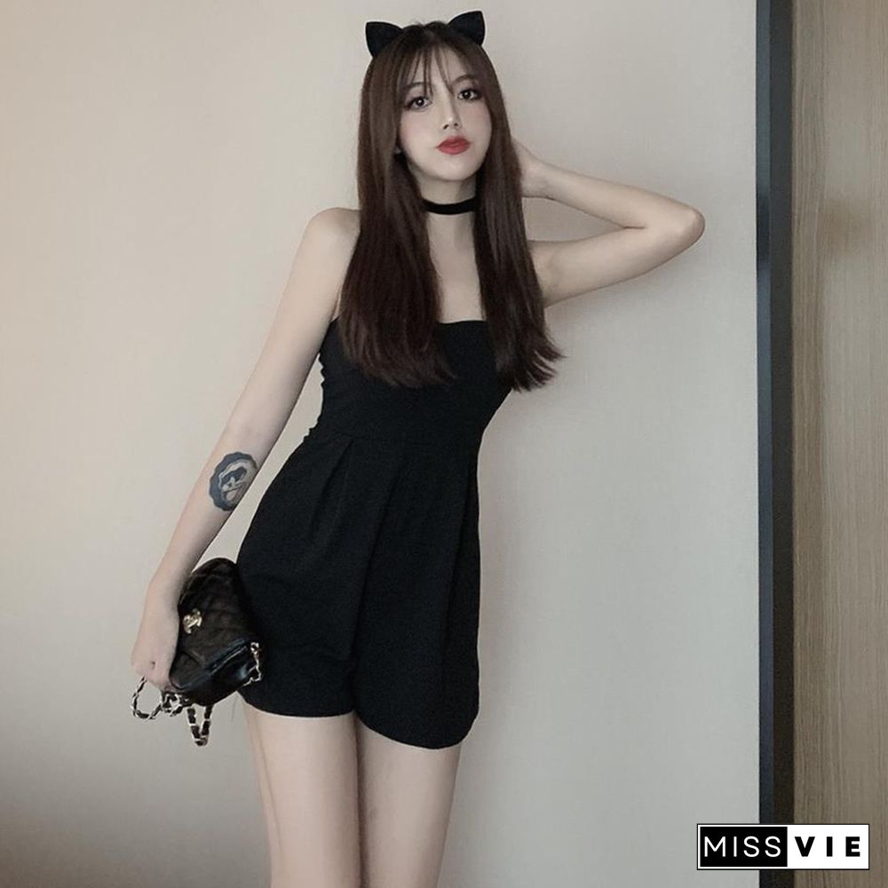 Sexy Rompers Women Retro Temperament Solid Night Party Club Holiday Classic Classy Fashionable Ropa Female Ins New Chic Simple