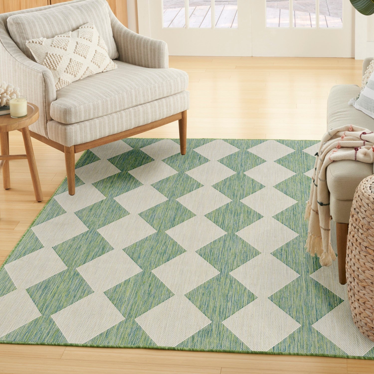 Positano Indoor/Outdoor Blue/Green Geometric Rug