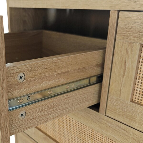 4 Drawers Rattan Cabinet，for Bedroom，Living Room，Dining Room，Hallways，Easy Assembly - - 37904253