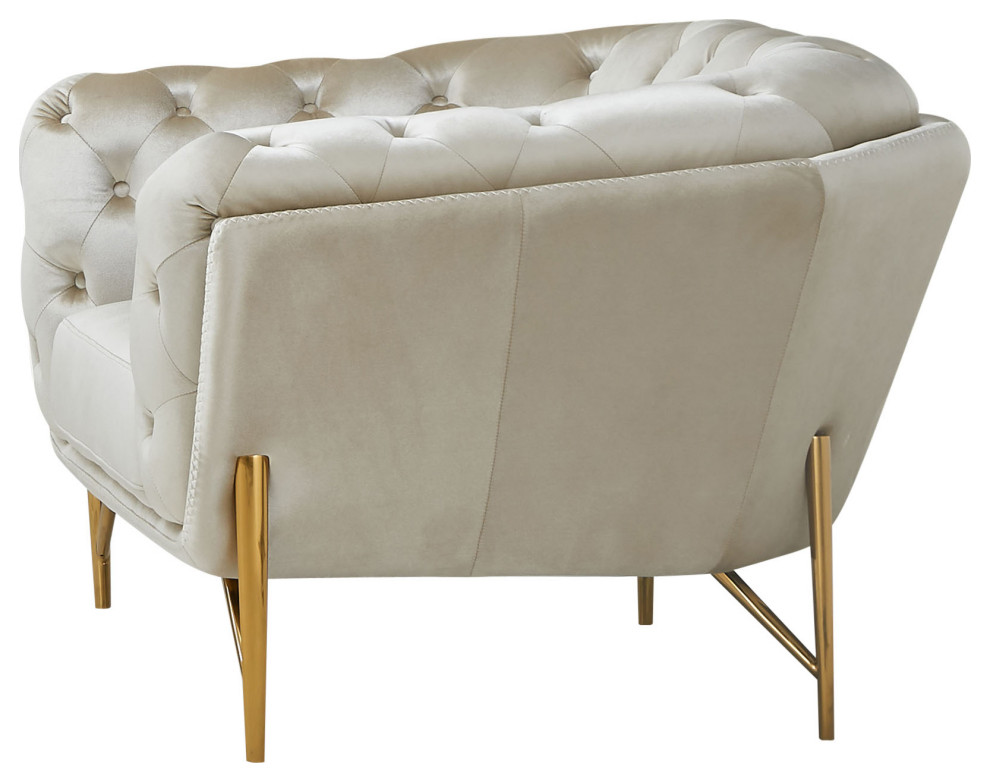 Divani Casa Stella Transitional Beige Velvet Chair   Midcentury   Armchairs And Accent Chairs   by Vig Furniture Inc.  Houzz