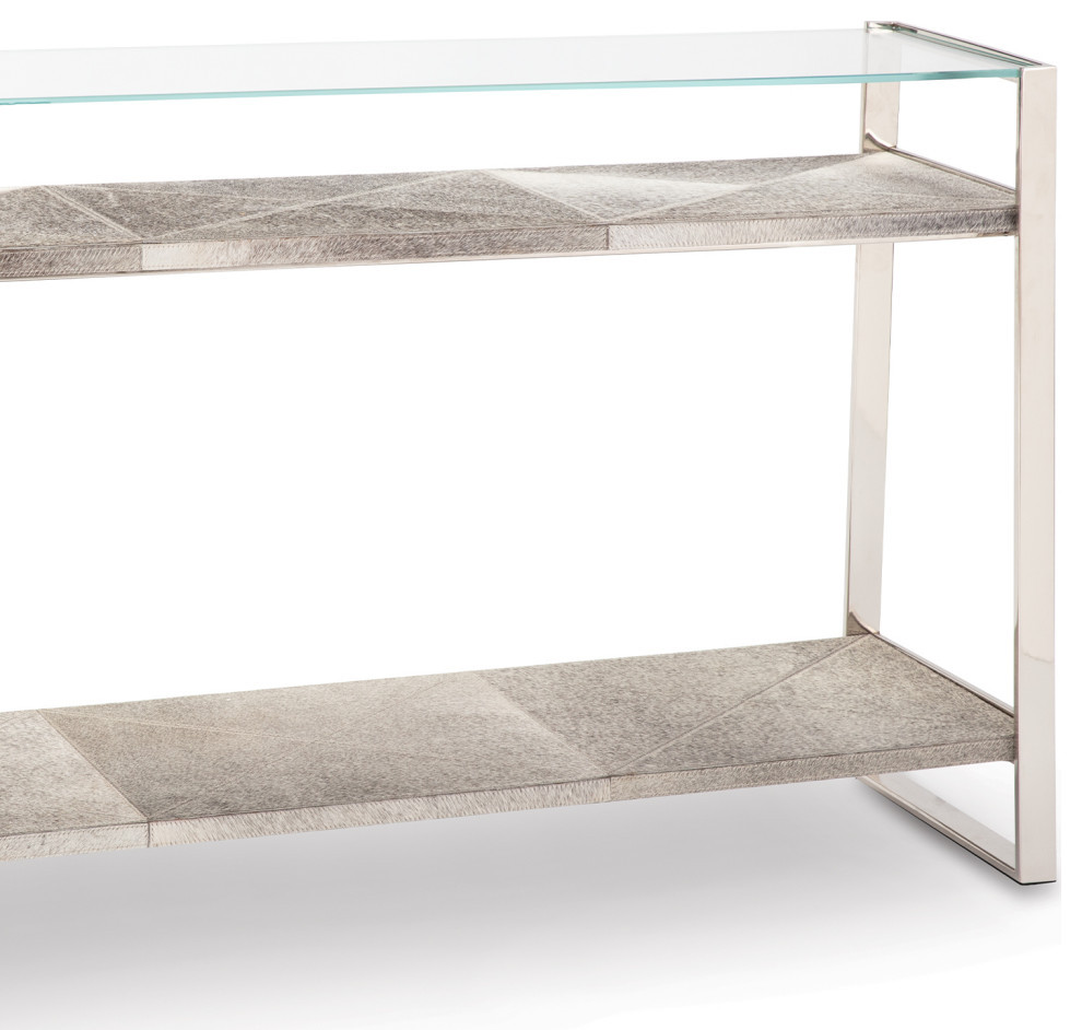 Andres Hair on Hide Console Large  Polished Nickel   Contemporary   Console Tables   by Regina Andrew  Houzz