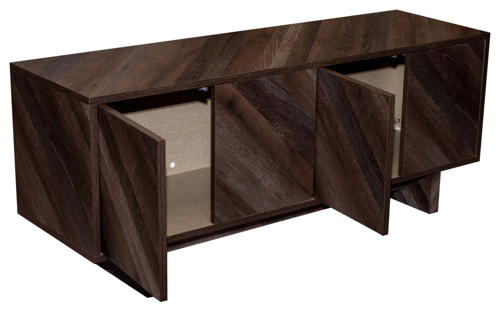 Modern Low TV Console with Media Storage  60 quot  Transitional   Console Tables   by A Touch of Design  Houzz