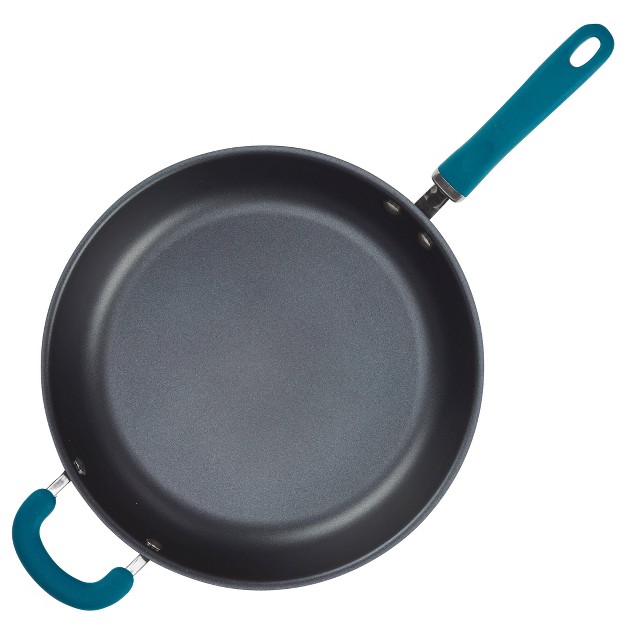 Hard anodized Aluminum Nonstick Deep Skillet Teal Handle