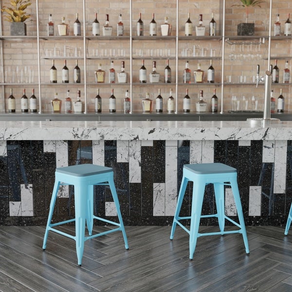 All-Weather Backless Commercial Bar Stool with Poly Resin Seat