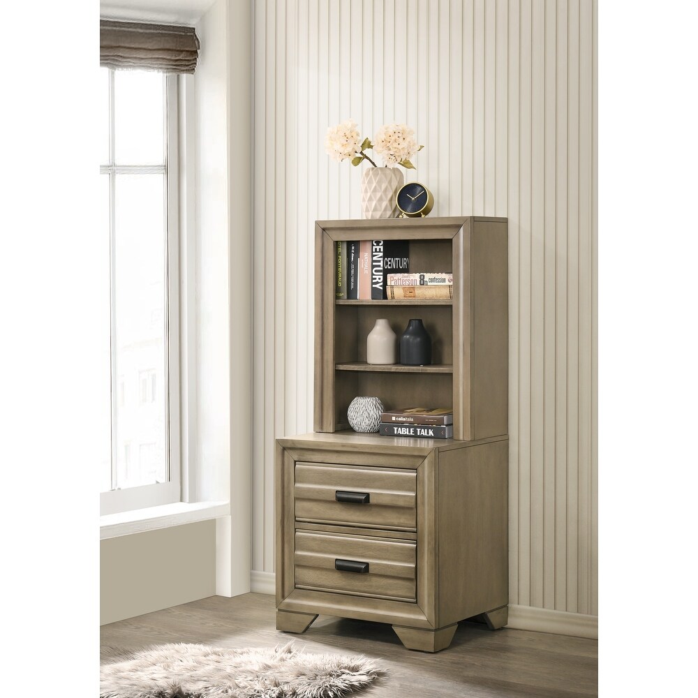 Roundhill Furniture Loiret Rubbed Gray Oak Finish Wood Storage Platform WallBed with Dresser and Mirror