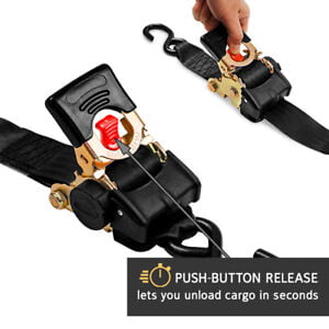 2 Retractable Ratchet Straps - 2" x 6' - Boats, ATVs, Motorcycles - 4,000 lb ABS