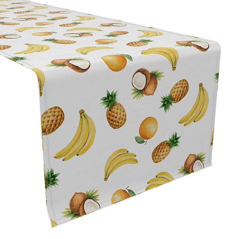 Table Runner， 100% Cotton， 16x108， Bananas， Pineapples and Oranges