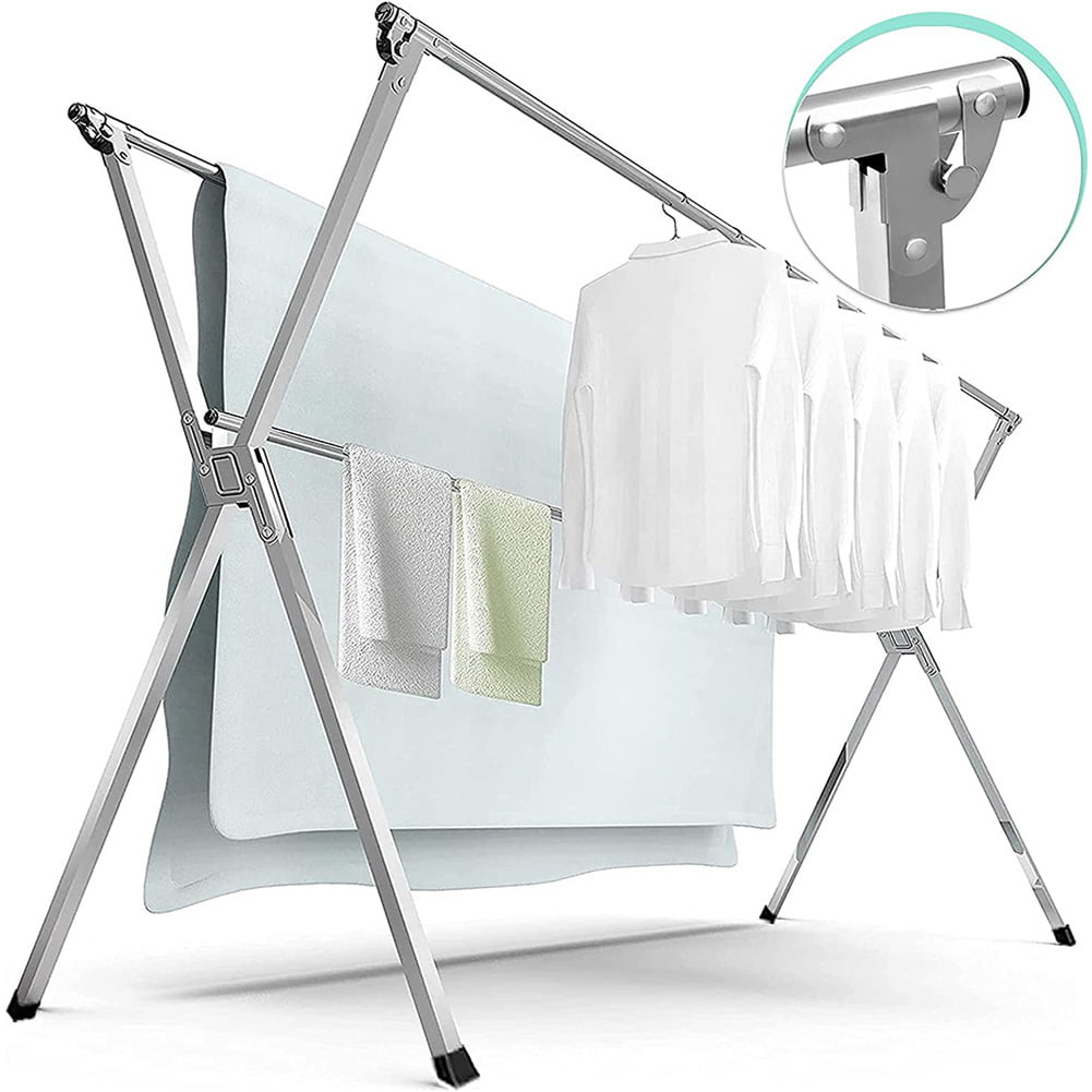 Foldable Clothes Drying Rack,94.5 Inch Adjustable Heavy Duty Stainless-Steel, Free-Standing Laundry Stand With Gravity Lock Devicewith Space Saved Laundry Drying Rack Folding Indoor