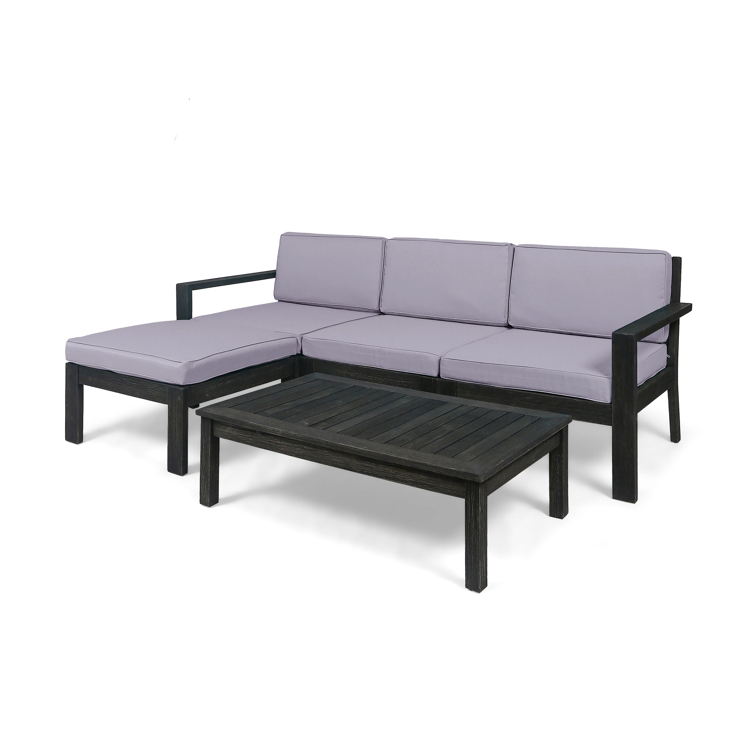 Makayla Ana Outdoor 3 Seater Acacia Wood Sofa Sectional with Cushions