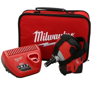 MW M12 12-Volt Lithium-Ion Cordless Palm Nailer Kit with One 1.5Ah Battery Charger and Tool Bag 2458-21