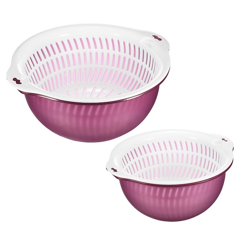 Rice Bowl Drain Basket Mesh Strainer Colander Food Filter Basket 2Pcs， Large and Small