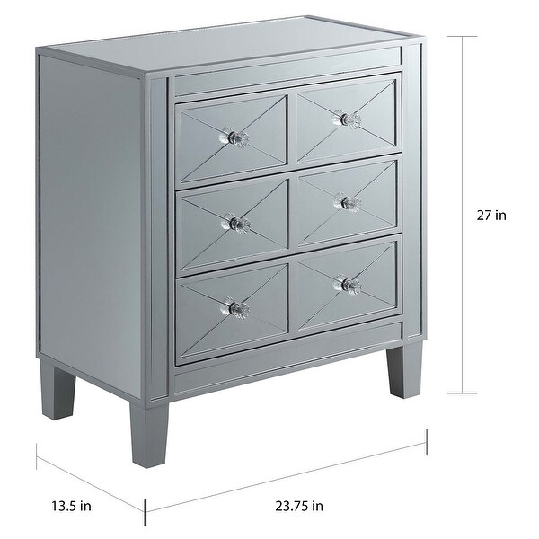 Silver Orchid Bertram 3-drawer Mirrored End Table