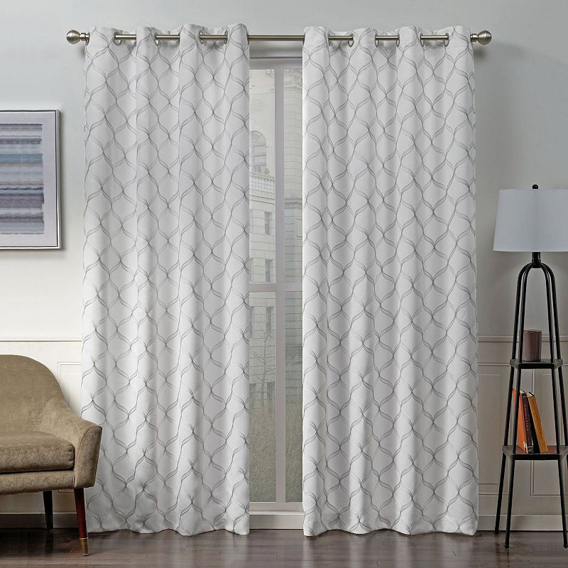 Exclusive Home 2-pack Amelia Embroidered Woven Blackout Grommet Window Curtains