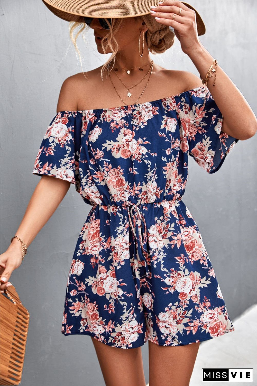 Off Shoulder Floral Summer Romper