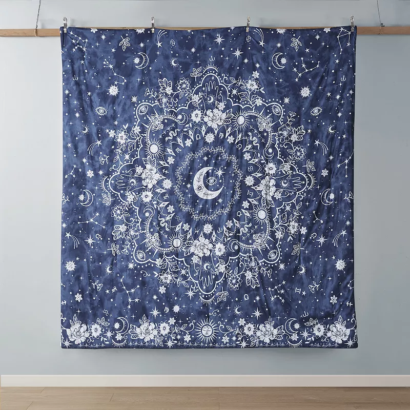 Intelligent Design Luna Antimicrobial Celestial Duvet Cover Set with Throw Pillow