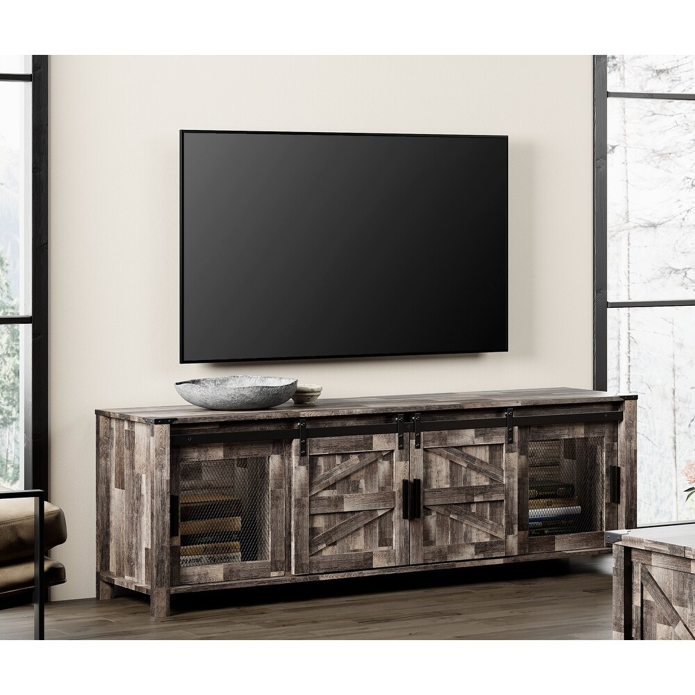 Sliding Barn Door TV Stand Cabinet  Entertainment Center for 75\