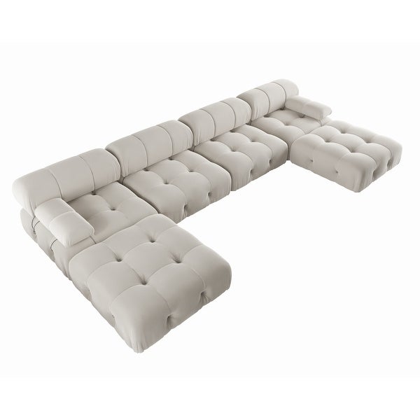 138'' Modern Velvet Upholstery U-shaped Sectional Sofa