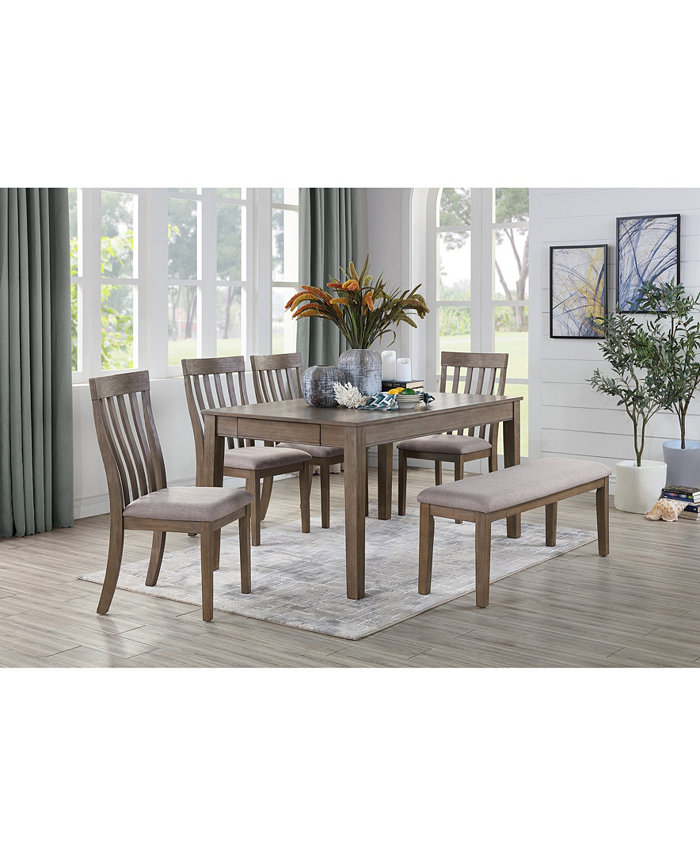 Homelegance Forte 6pc Dining Set (Rectangular Dining Table 4 Side Chairs and Bench)